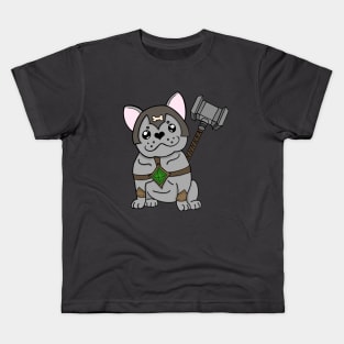 Frenchie Fighter | Barbarian | French Bulldog | Fantasy Art | DND Dogs Kids T-Shirt